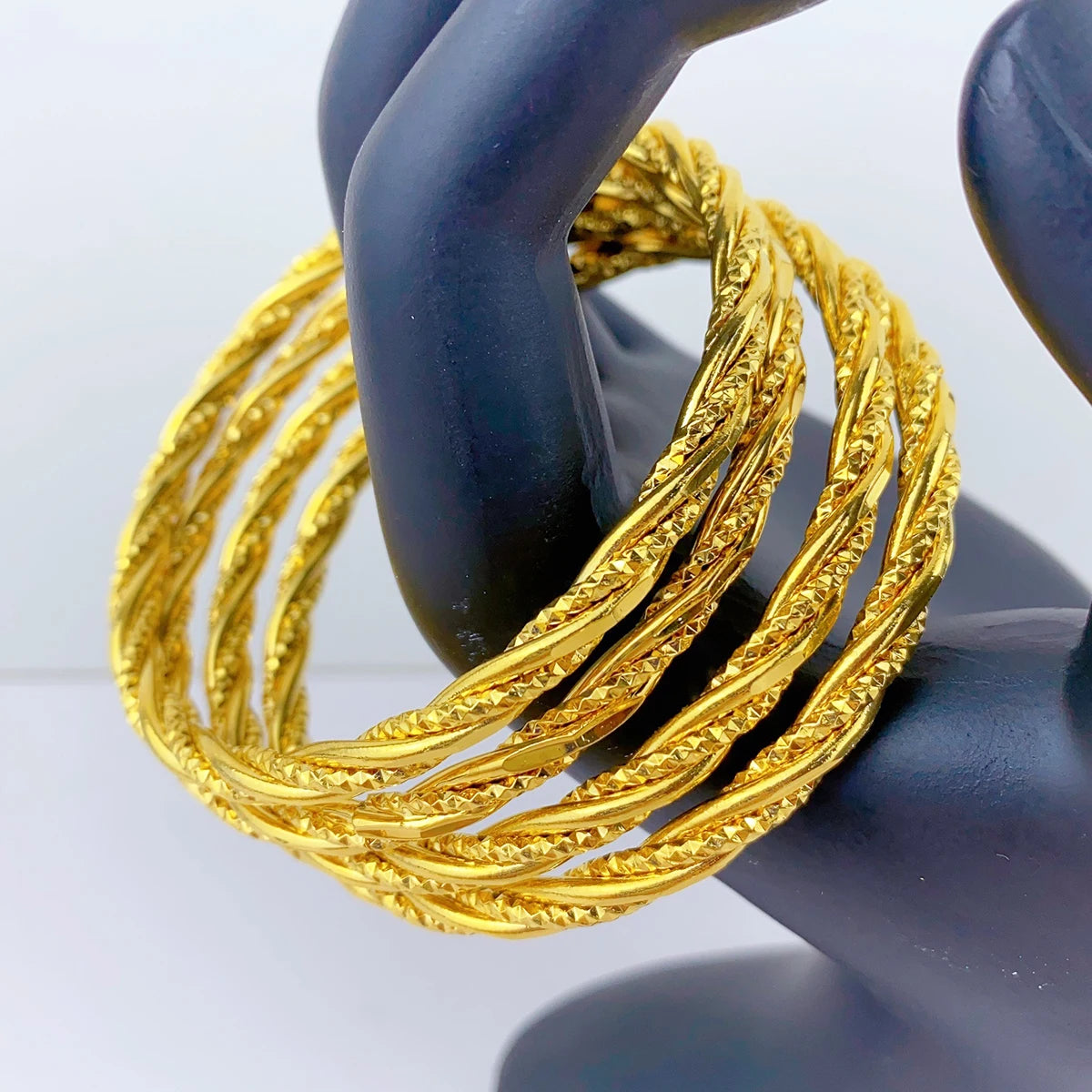 24K Gold Plated Warped Bangle for Women – African Dubai Luxury Style