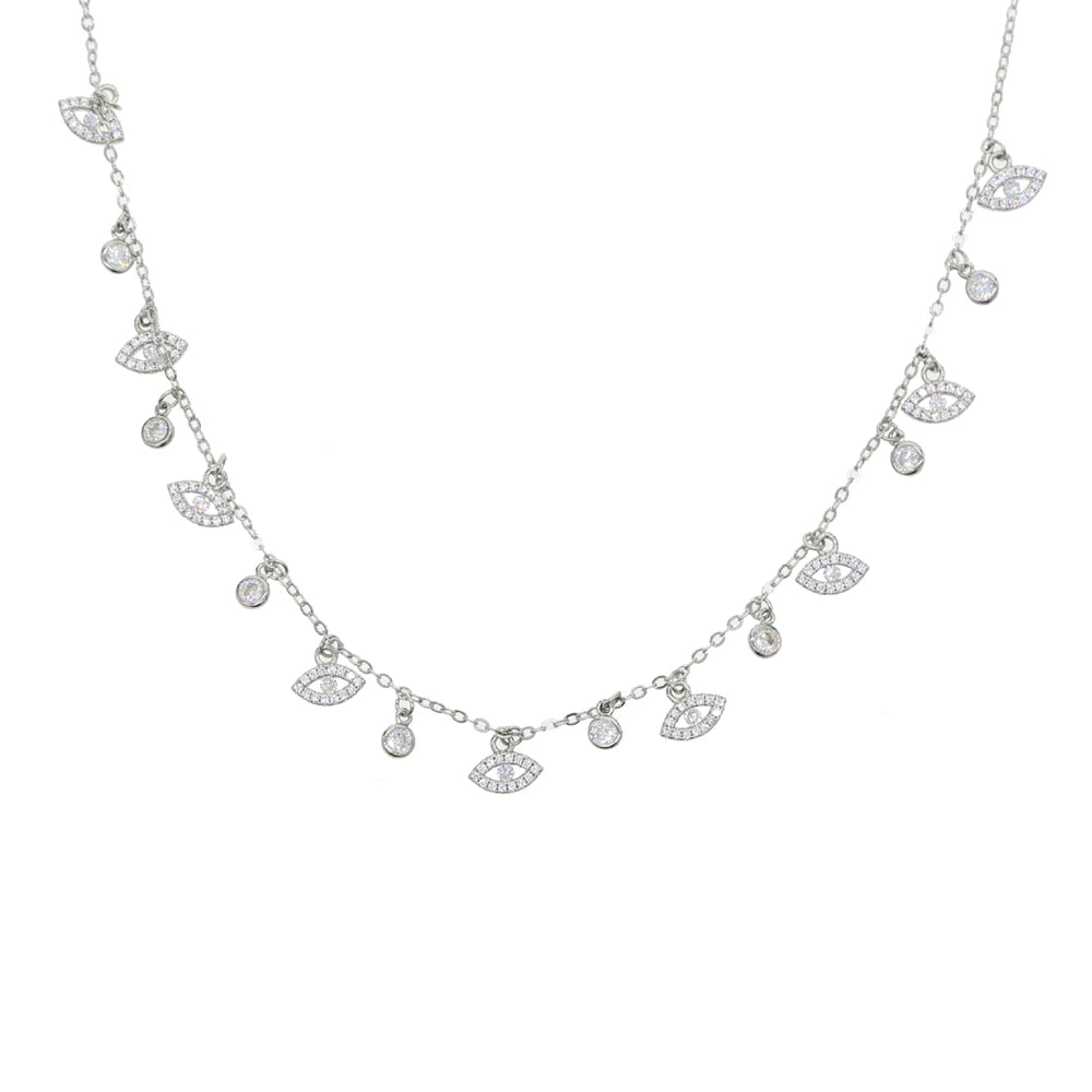 Lucky Evil Eye CZ Gold Charm Choker Pendant Necklace