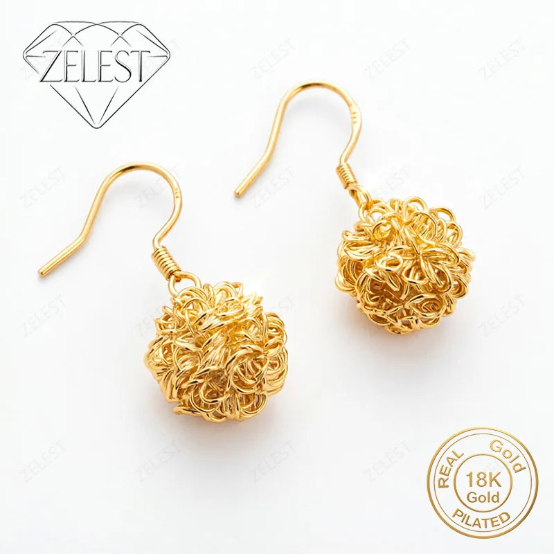 925 Sterling Silver 18K Gold Plated Delicate Braided Knot Earrings for Women – Party Gift