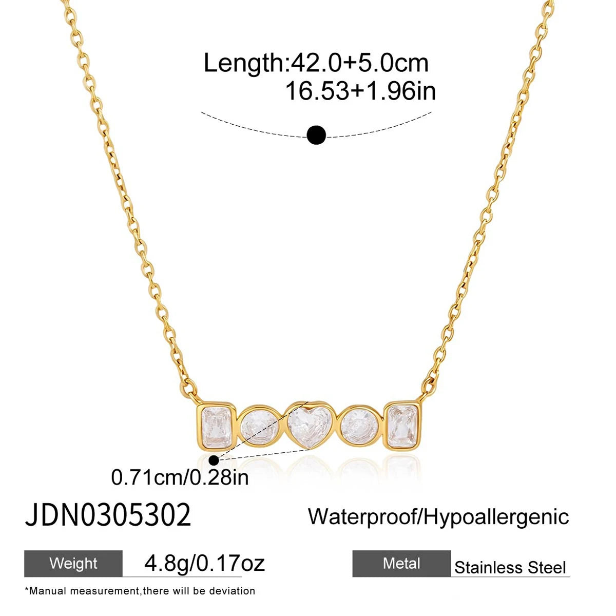 Zora 18K Gold PVD Geometric Zircon Waterproof Necklace