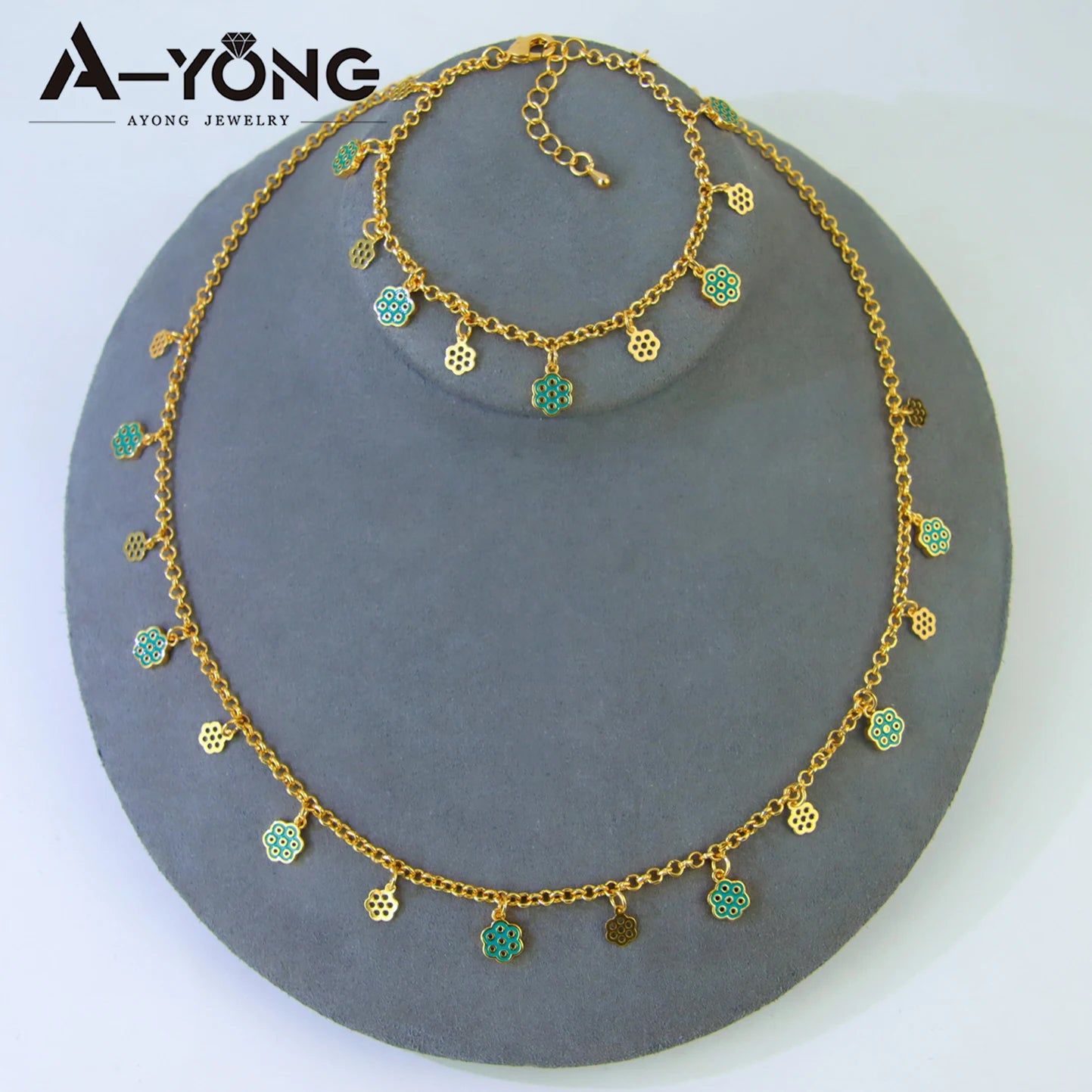 21K Gold Plated Flower Bead Necklace & Earring Set – Dubai Bridal Jewelry