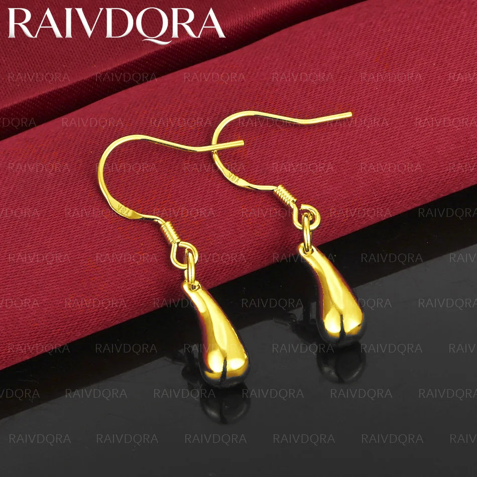 18K Gold Plated Water Droplet Drop Earrings for Women – Classic Wedding Accessories