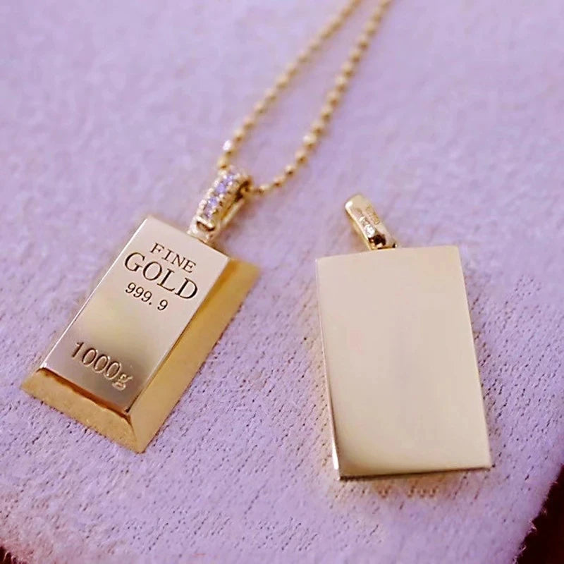 Luxury Gold Bar Pendant Necklace for Women