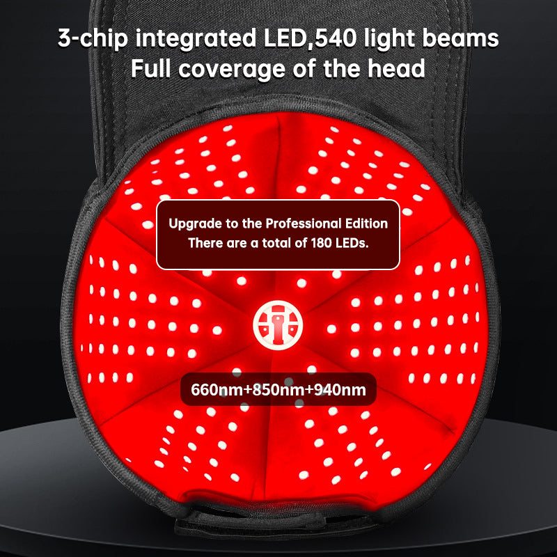 Red Light Hair Growth Cap — 180 LED Phototherapy Hat