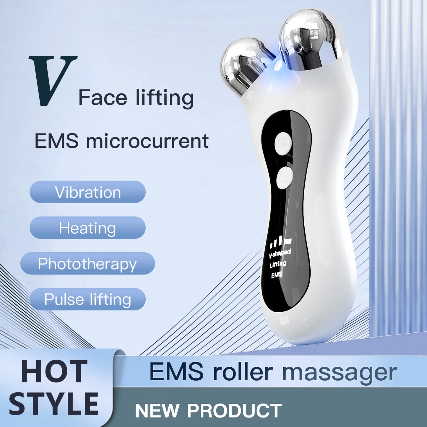 EMS Roller Face Massager — V-Face Lifting & Firming Device