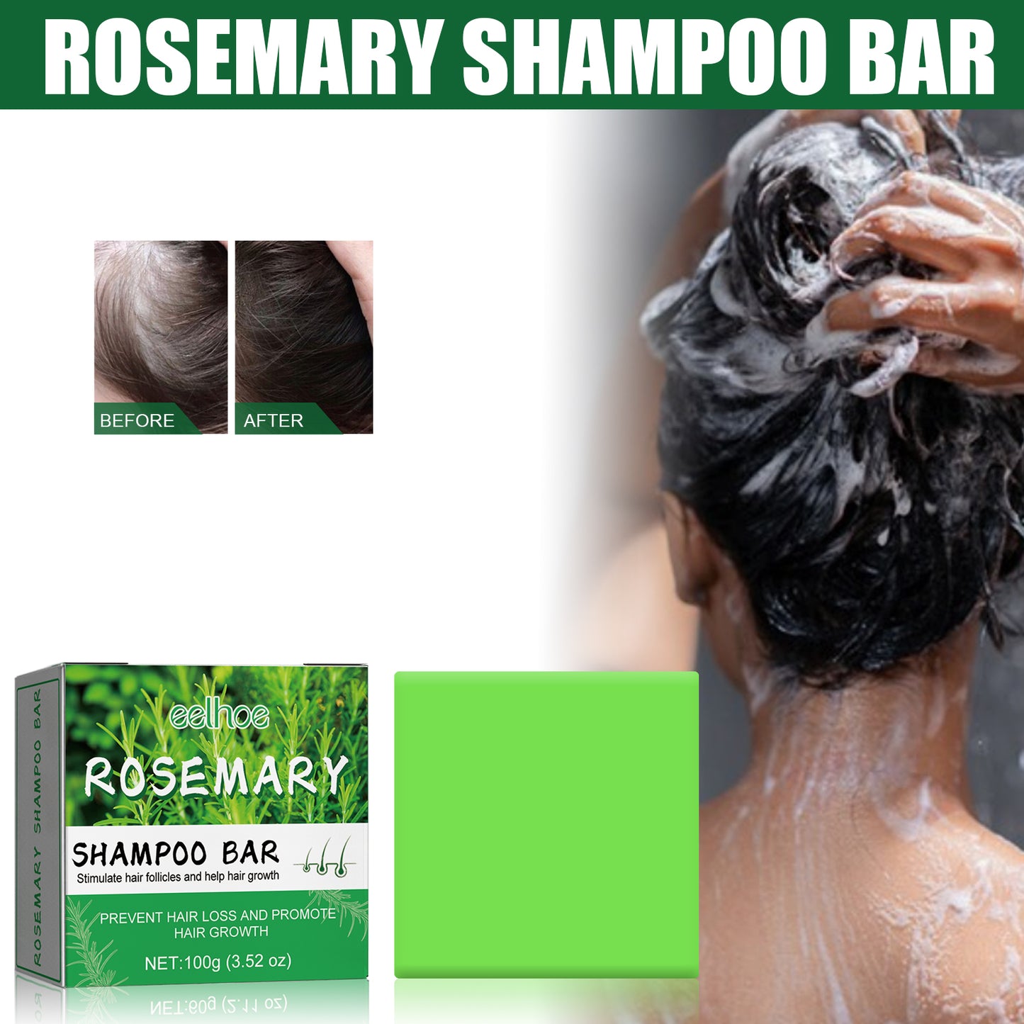Rosemary Hair Growth Shampoo Bar — Natural Scalp Cleanser