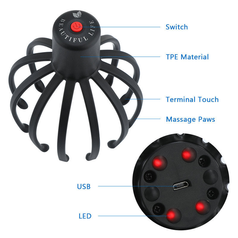 Multi Claw Electric Scalp Massager — 12-Arm Kneading Head Massager