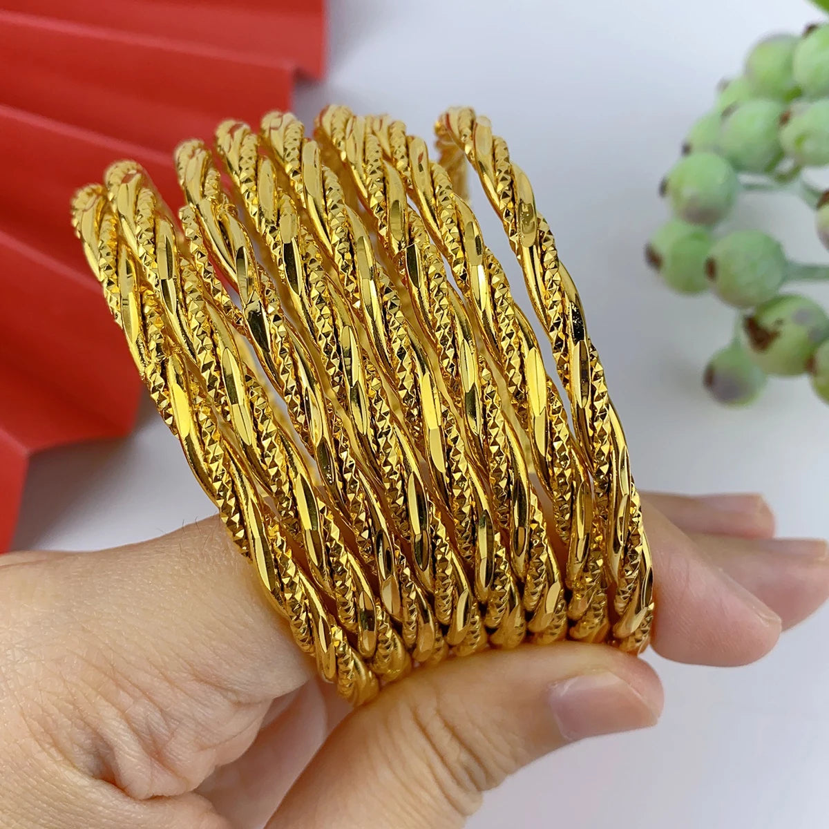 24K Gold Plated Warped Bangle for Women – African Dubai Luxury Style
