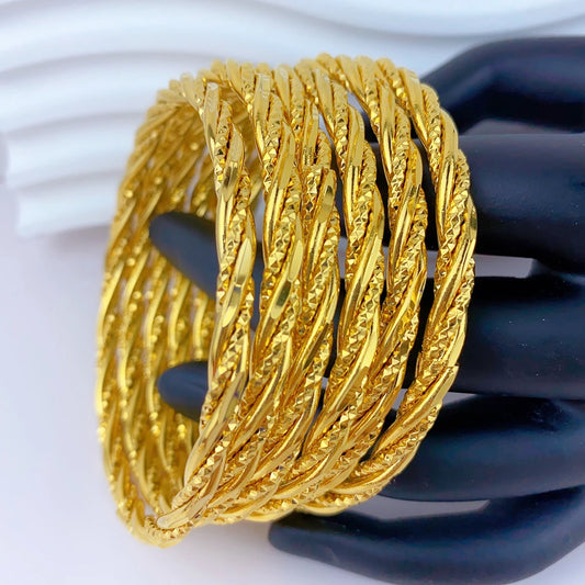 24K Gold Plated Luxury Designer Bangle for Women – Dubai African Style