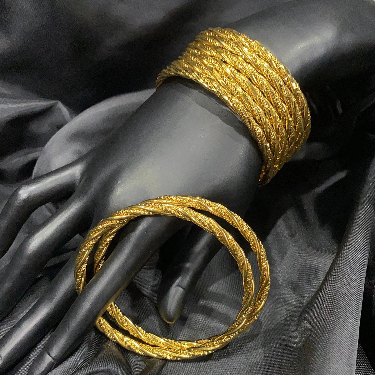 24K Gold Plated Warped Bangle for Women – African Dubai Luxury Style