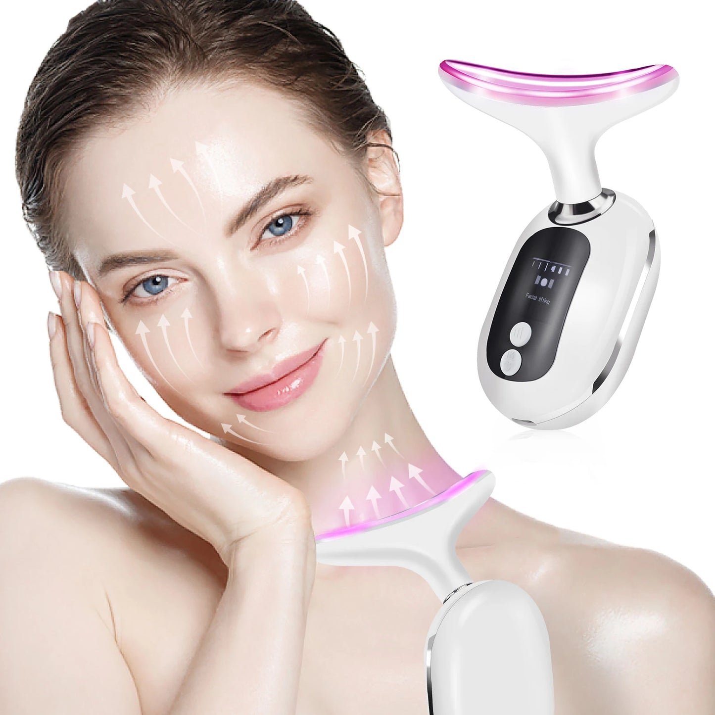 EMS Neck & Face Beauty Device — LED Lifting Massager