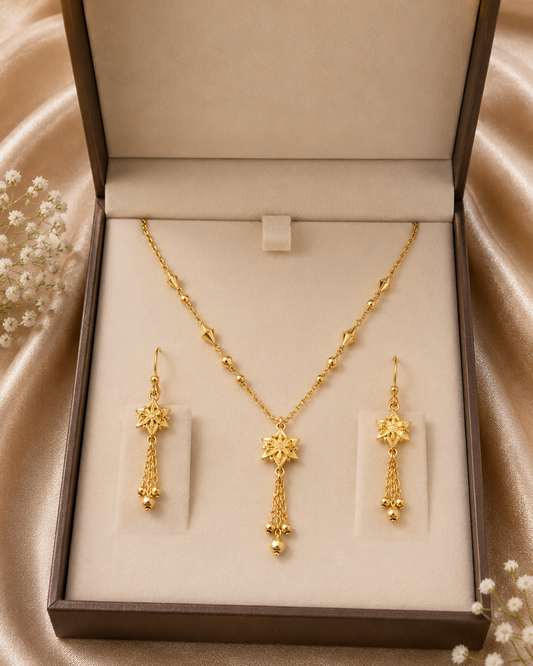 Gold Star Necklace & Earrings Set – Elegant Accessories
