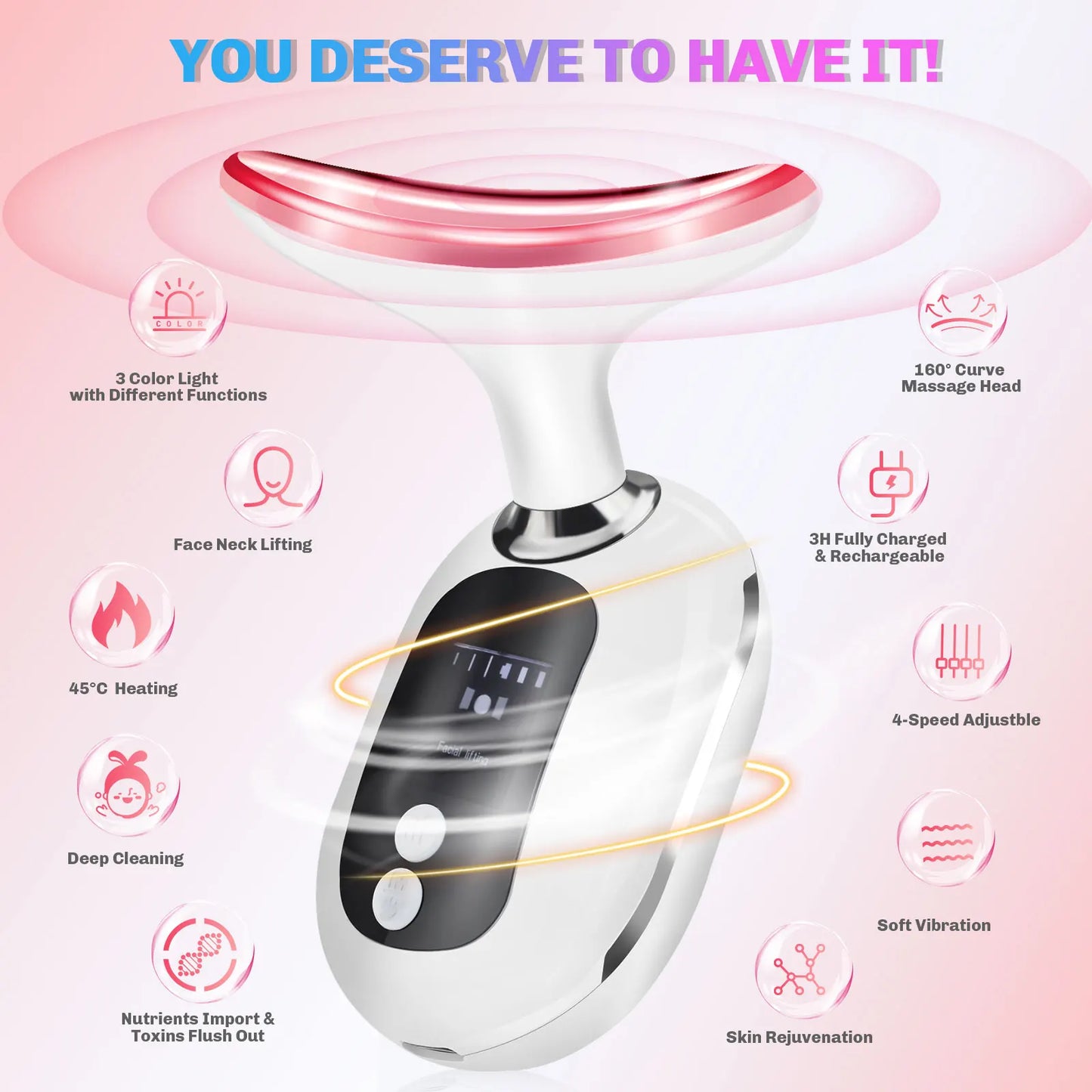 EMS Neck & Face Beauty Device — LED Lifting Massager