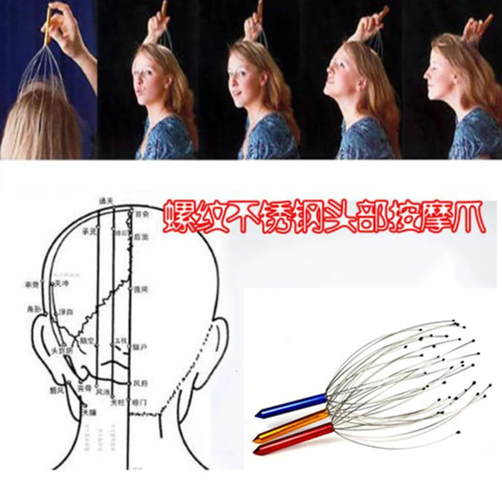 Handheld Head Massager – Scalp Scratcher with Steel Ball Tips