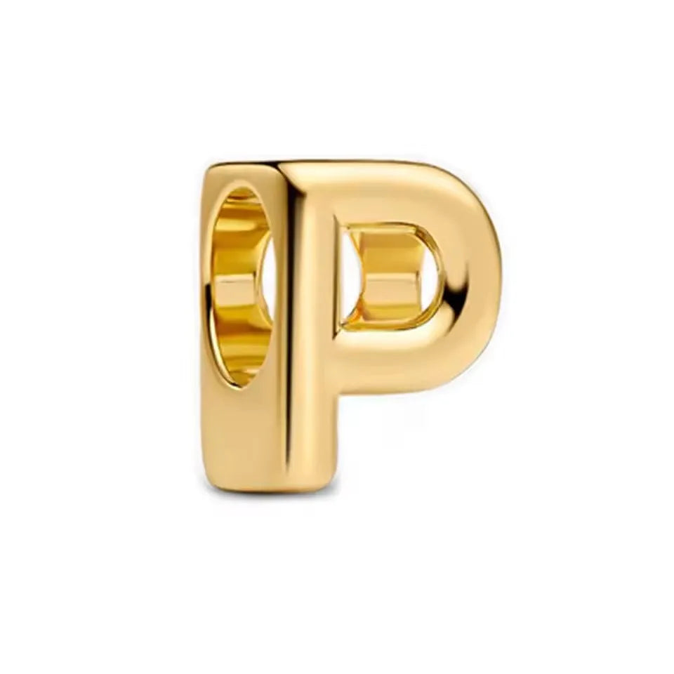 925 Sterling Silver 18K Gold Plated Name Letter Pendant Charm – DIY Women's Bracelet