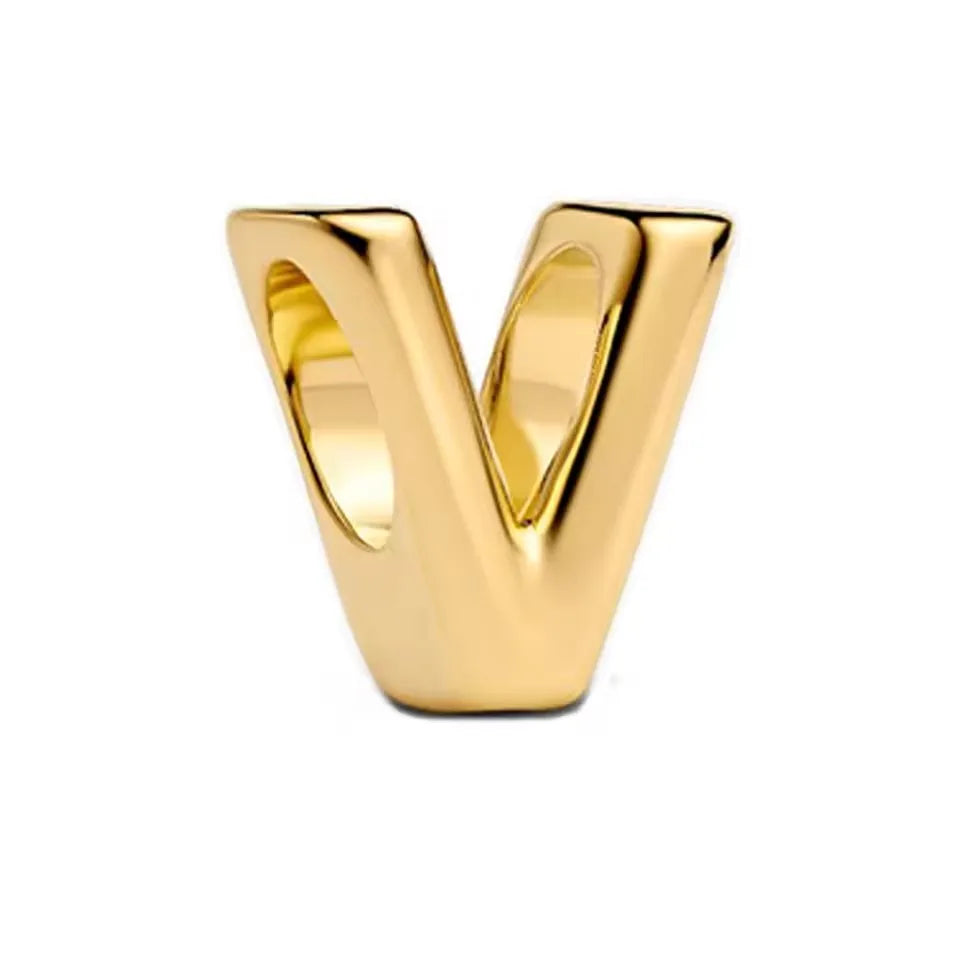 925 Sterling Silver 18K Gold Plated Name Letter Pendant Charm – DIY Women's Bracelet