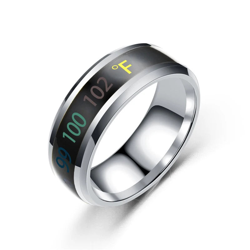 Smart Temperature Ring for Couples – Mood Color Change, Stainless Steel, Waterproof
