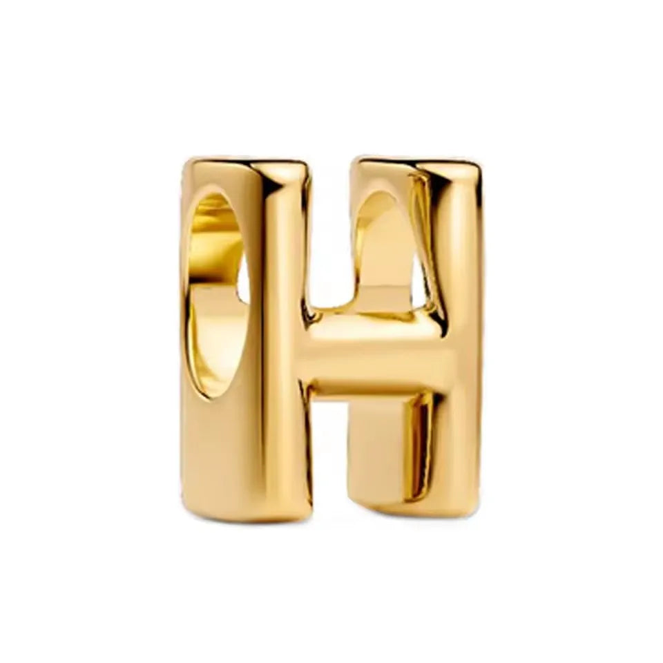 925 Sterling Silver 18K Gold Plated Name Letter Pendant Charm – DIY Women's Bracelet