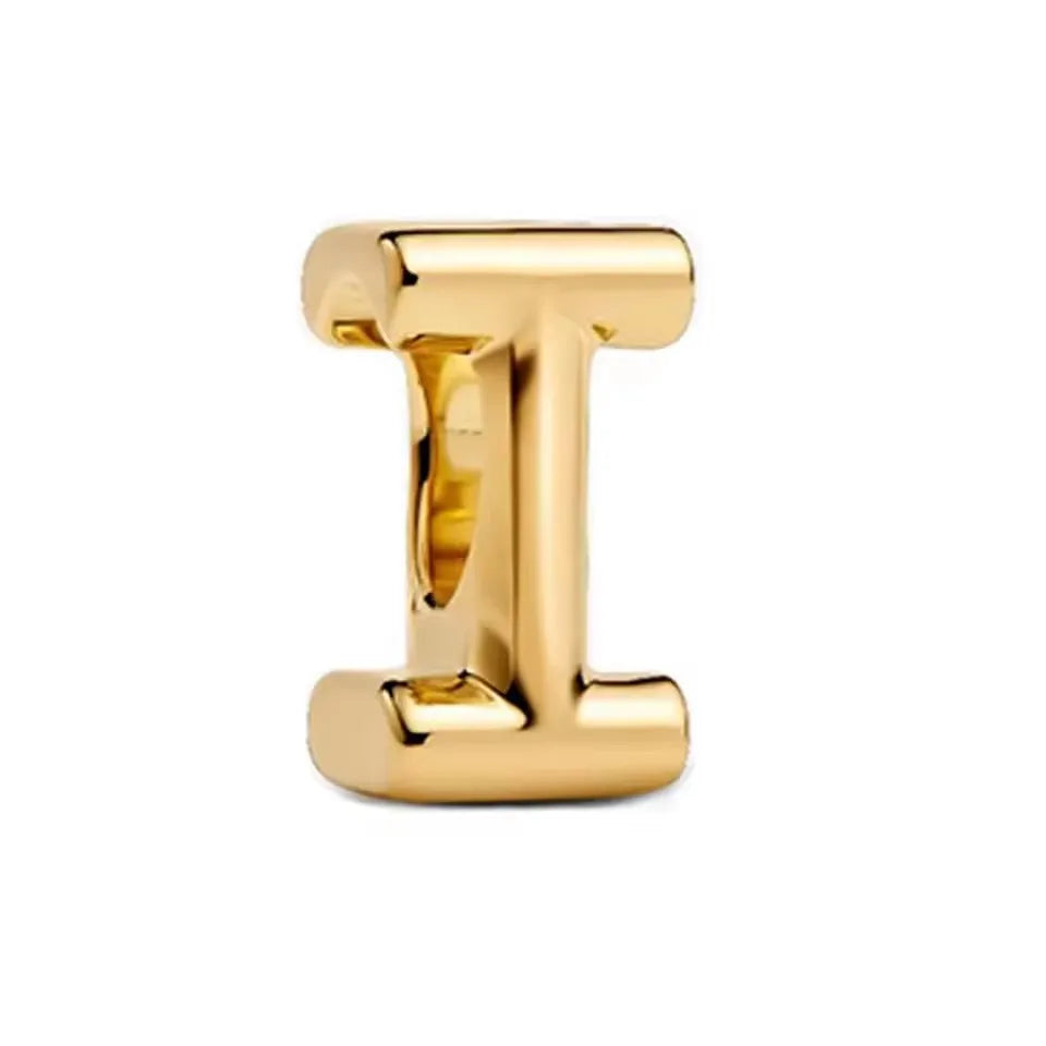 925 Sterling Silver 18K Gold Plated Name Letter Pendant Charm – DIY Women's Bracelet