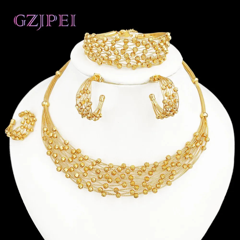 Handmade 18K Gold Plated Beads Jewelry Set for Women