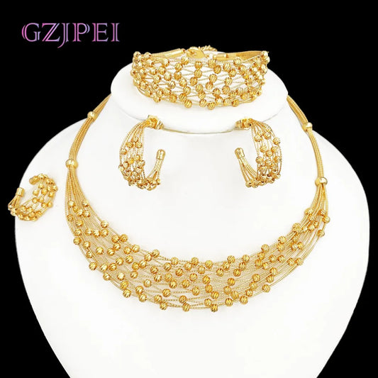 Handmade 18K Gold Plated Beads Jewelry Set for Women