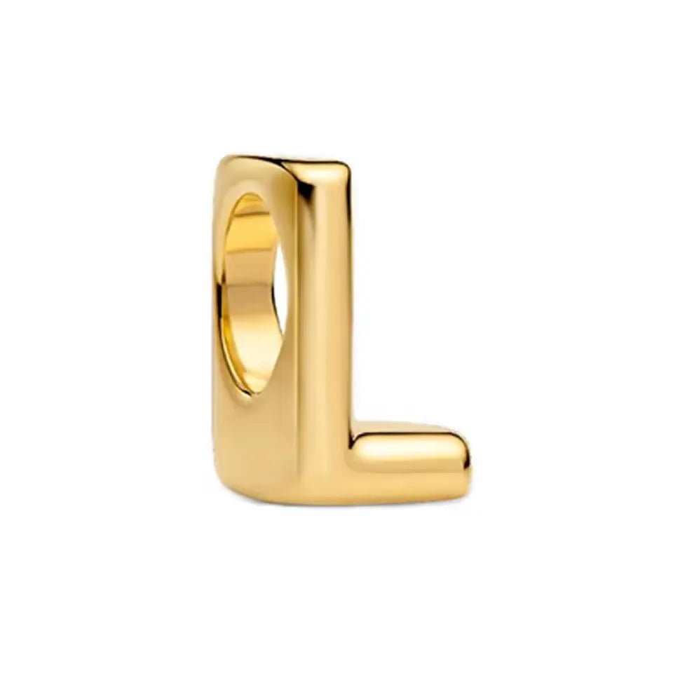 925 Sterling Silver 18K Gold Plated Name Letter Pendant Charm – DIY Women's Bracelet