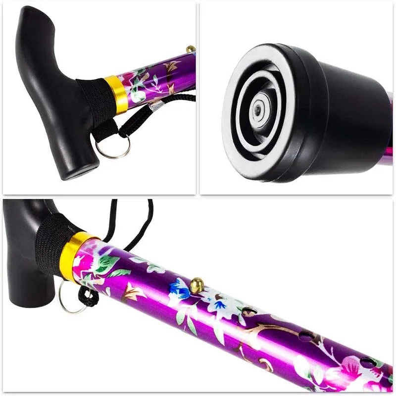 Foldable Walking Stick for Women — Lightweight Floral Design