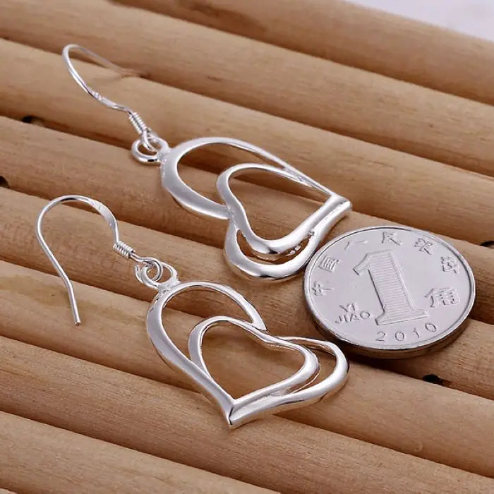 18K Gold Plated Heart Drop Earrings for Women – Elegant Valentine Wedding Gift