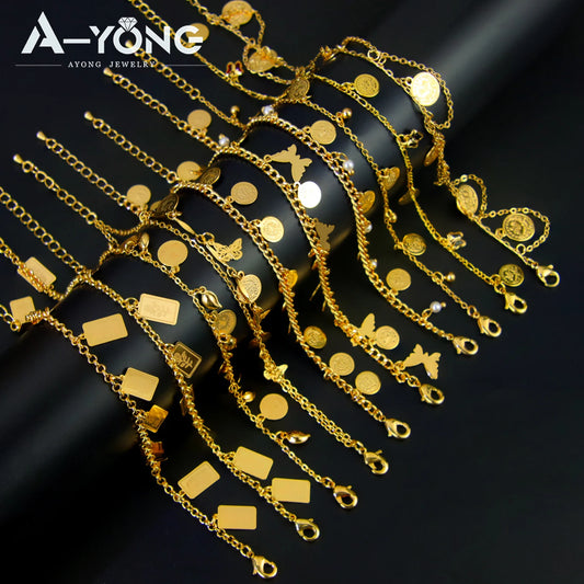 21K Gold Plated Ankle Bracelet for Women – Dubai Saudi Fashion