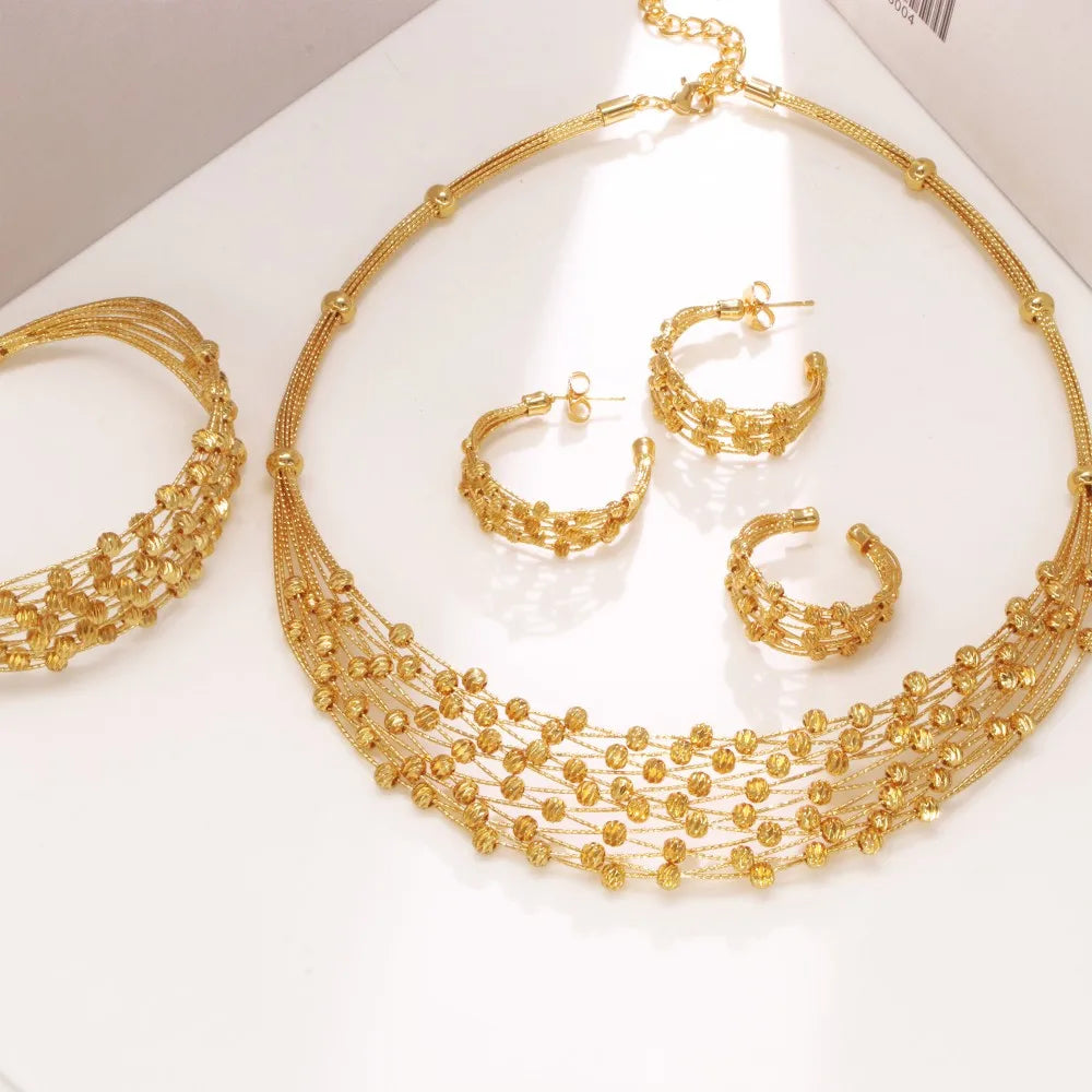 Handmade 18K Gold Plated Beads Jewelry Set for Women