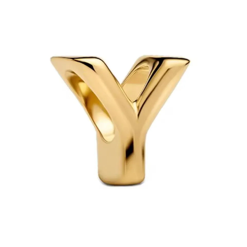 925 Sterling Silver 18K Gold Plated Name Letter Pendant Charm – DIY Women's Bracelet