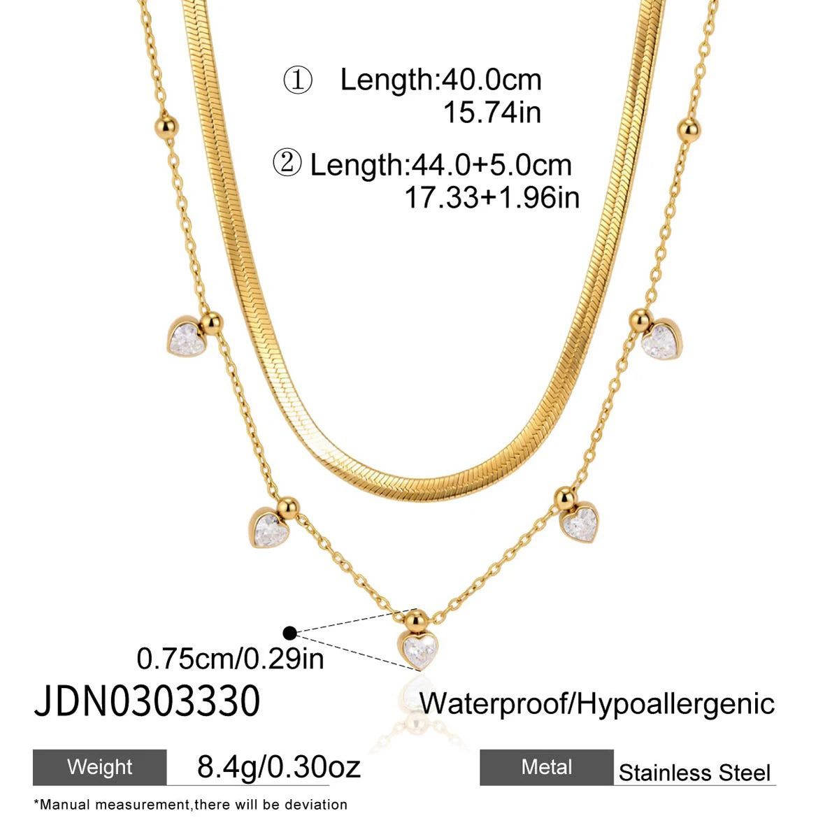 Zora 18K Gold PVD Geometric Zircon Waterproof Necklace