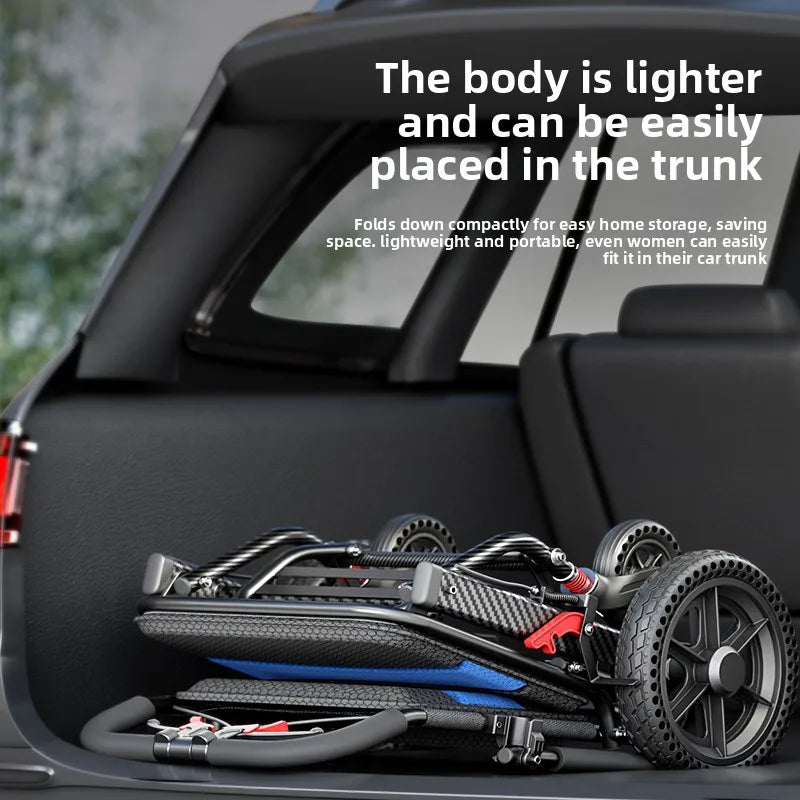 Lightweight, foldable, small wheelchair, specially designed for the elderly, portable aluminum alloy airplane wheelchair