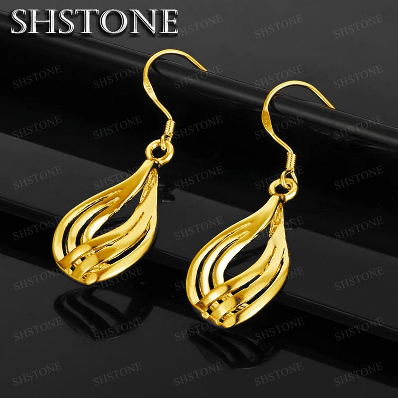 18K Gold Plated Geometric Water Droplet Earrings for Women – Wedding Party Jewelry