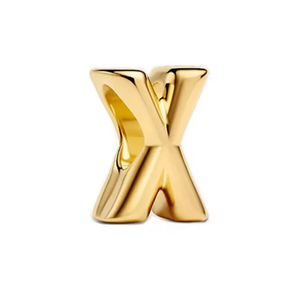 925 Sterling Silver 18K Gold Plated Name Letter Pendant Charm – DIY Women's Bracelet
