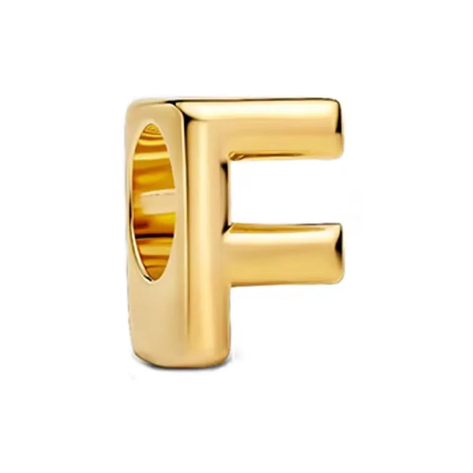 925 Sterling Silver 18K Gold Plated Name Letter Pendant Charm – DIY Women's Bracelet