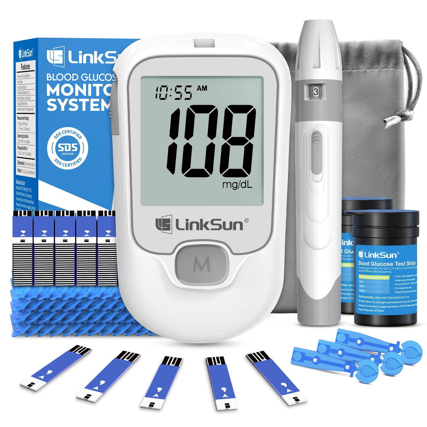 Blood Glucose Monitor Kit – 50 Test Strips & Lancets Included
