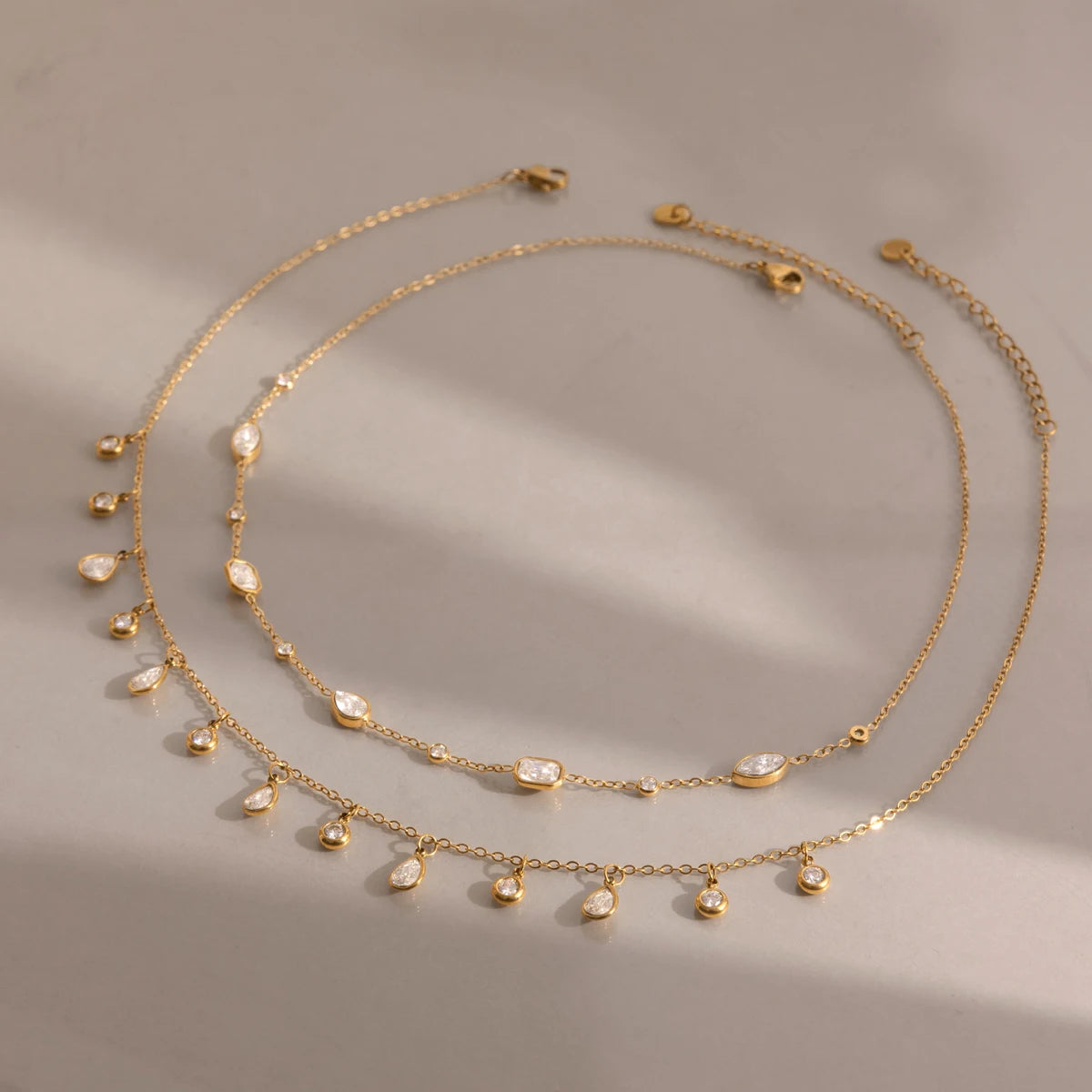 Zora 18K Gold PVD Geometric Zircon Waterproof Necklace