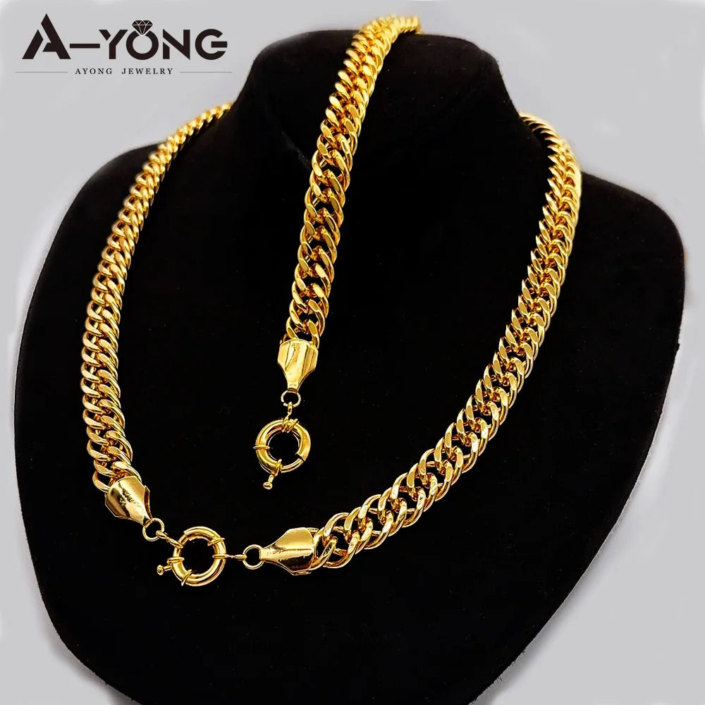 21K Gold Plated Cuban Chain Necklace & Bracelet Set – Dubai Style