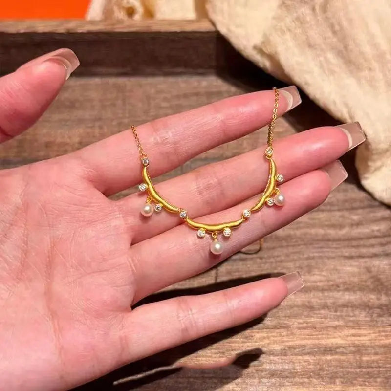 Pearl Tassel Lace Collar Chain Wedding Necklace for Women