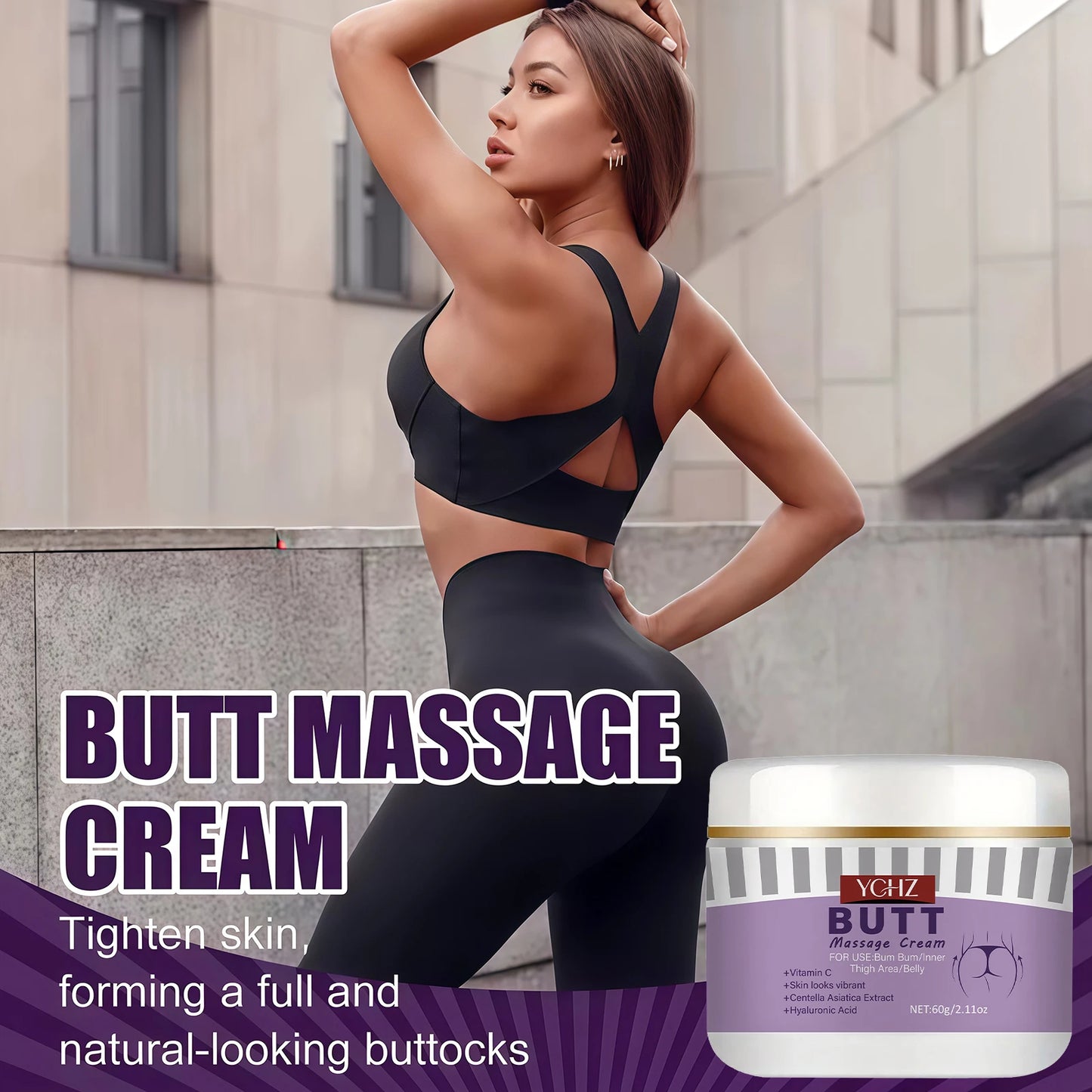 Butt Cream, Containing Vitamin E - Instant Butt-Lifting and Firming Massage Gel, Moisturizing and Plumping Cream, Specially Designed for Butt Shaping and Care - 60g