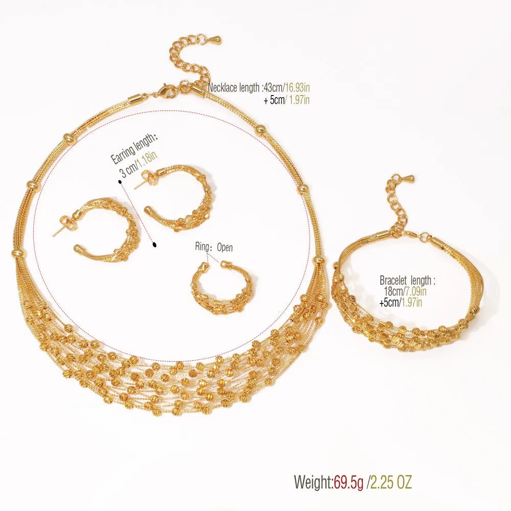 Handmade 18K Gold Plated Beads Jewelry Set for Women