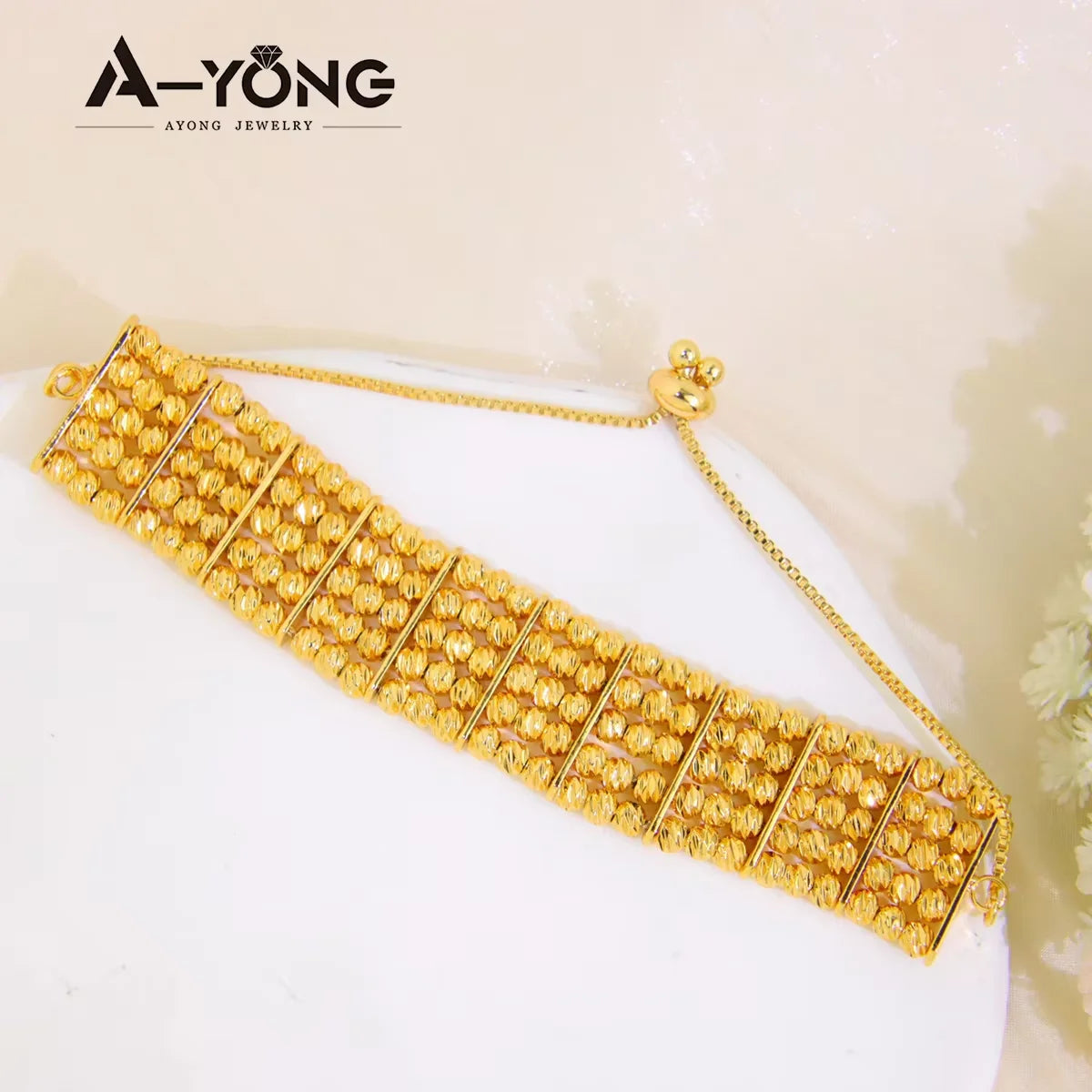 21K Gold Plated Multi-Layer Bead Bangle Set for Women – Dubai Style