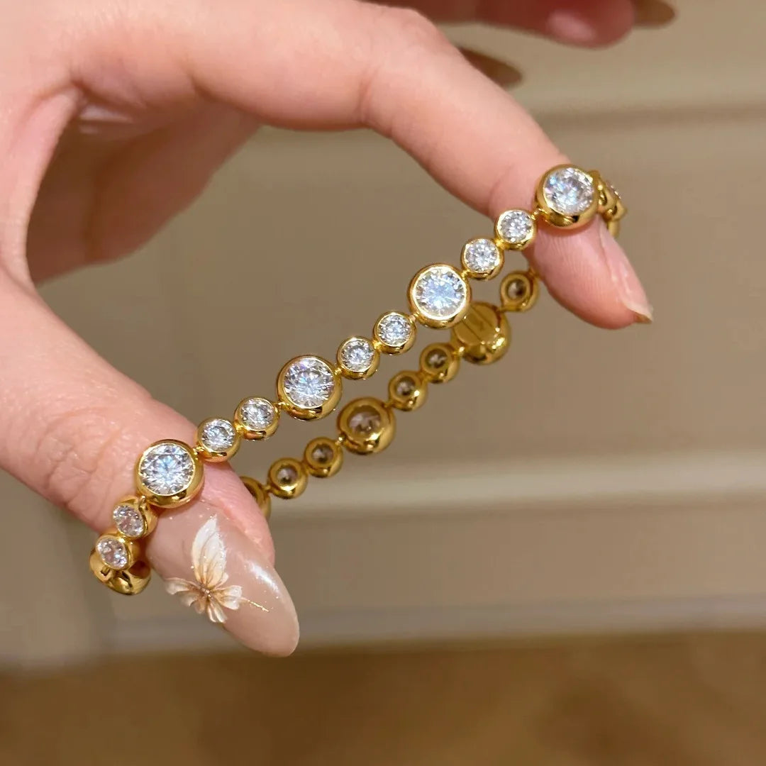 18K Gold Plated Full Moissanite Diamond Link Bracelet