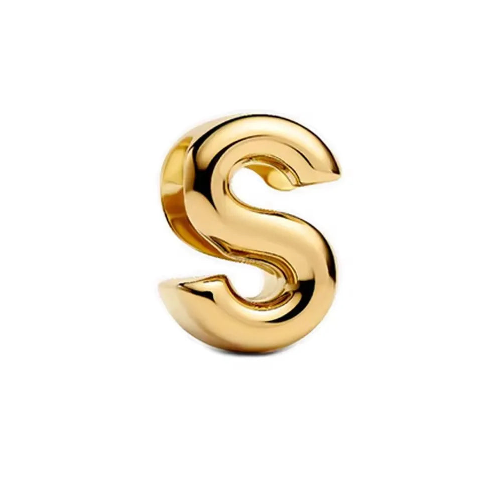 925 Sterling Silver 18K Gold Plated Name Letter Pendant Charm – DIY Women's Bracelet