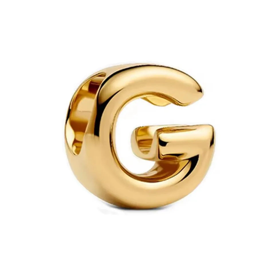 925 Sterling Silver 18K Gold Plated Name Letter Pendant Charm – DIY Women's Bracelet