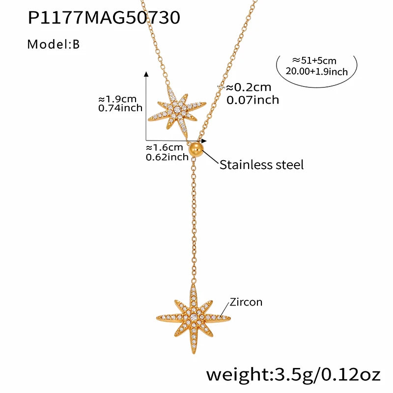Delicate Zircon Star Pendant Adjustable Choker Necklace