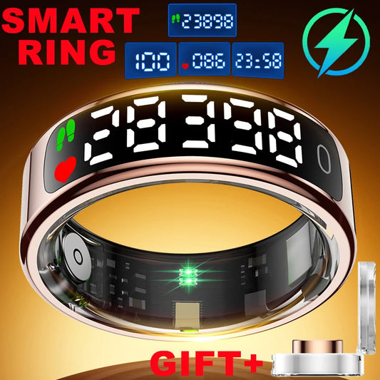 Smart Ring with HD Screen – Heart Rate Monitor, 5ATM Waterproof, TikTok Control