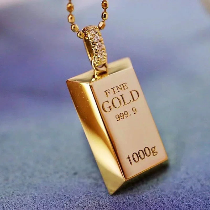 Luxury Gold Bar Pendant Necklace for Women