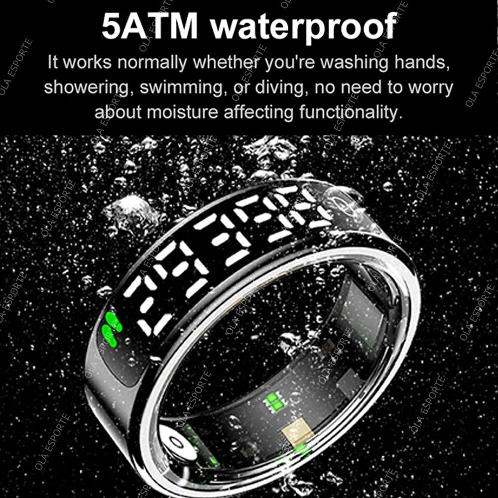 Smart Ring with HD Screen – Heart Rate Monitor, 5ATM Waterproof, TikTok Control